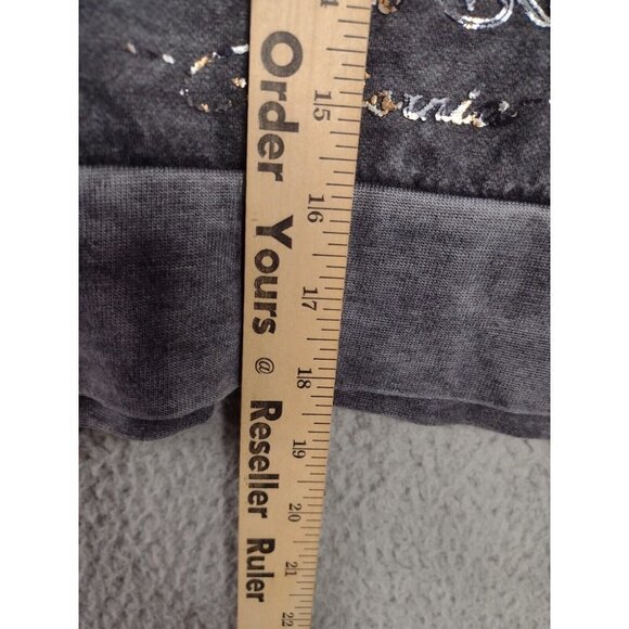 Affliction NEW AC Cali Ride Fleece Black Lava Wash Crop Top Sweatshirt Large - Picture 6 of 10